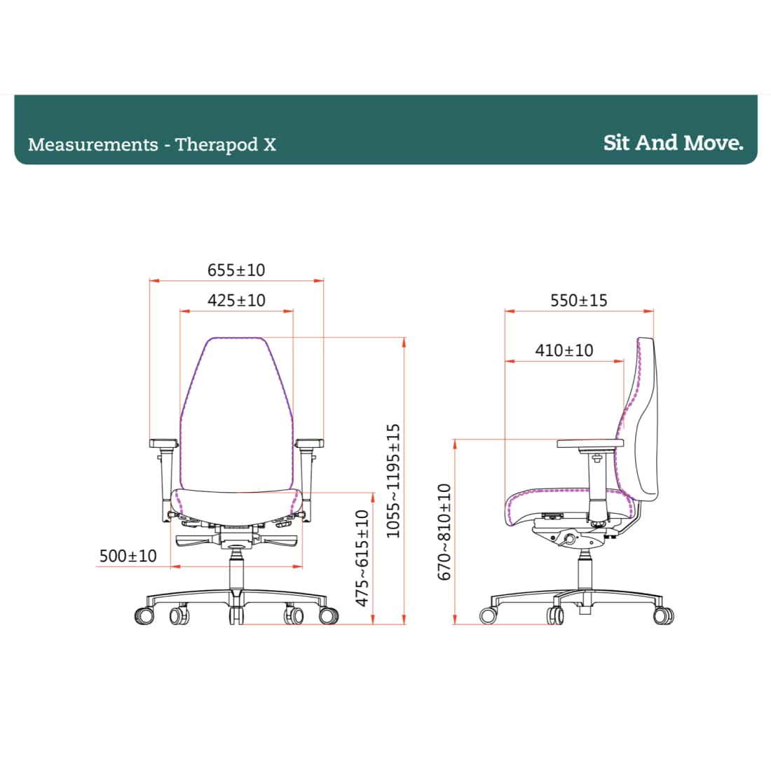 Sit And Move Therapod X Standaard - Bureaustoel Zwart Leder